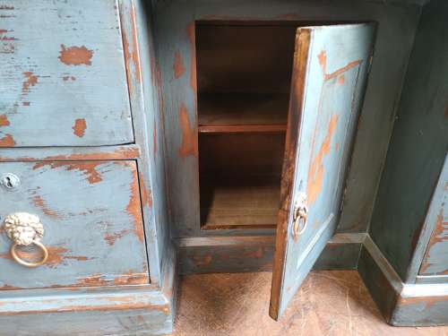 Antique Victorian painted Kneehole desk in blue colour