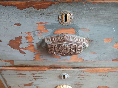 Antique Victorian painted Kneehole desk in blue colour