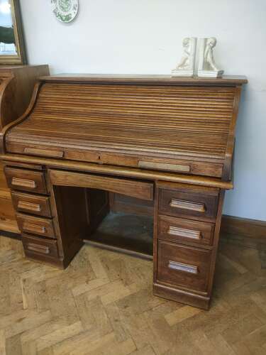 Antique Edwardian oak roll top desk bureau 1910 circa