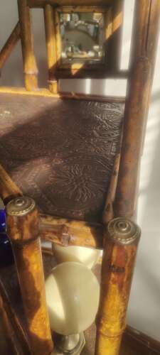 Antique Victorian bamboo corner shelf